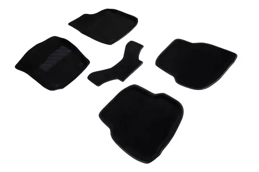 Ворсовые 3D коврики в салон Seintex для Volkswagen Polo Sedan 2010-2018 (черные)