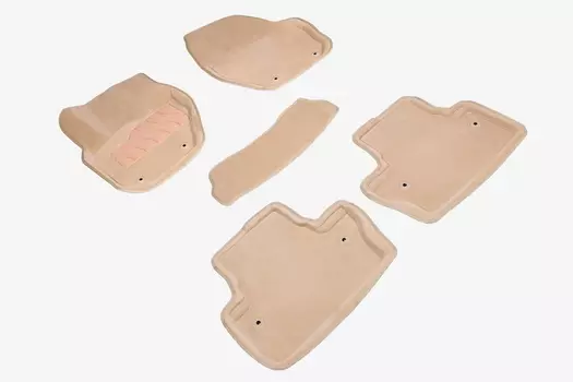 Ворсовые 3D коврики в салон Seintex для Volvo S60 II 2010-2018 (бежевые, 94421)