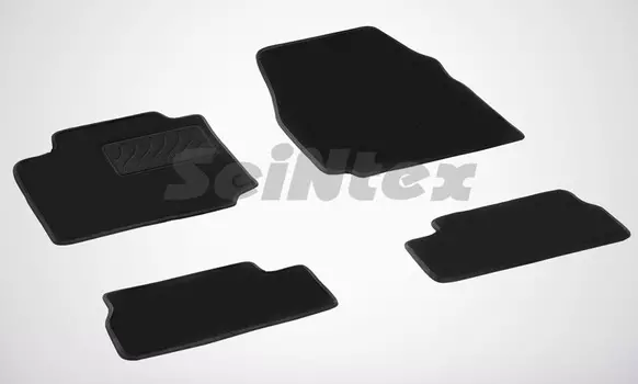 Ворсовые LUX коврики в салон Seintex для Nissan Micra (K12) 2003-2010 (черные, 83324)