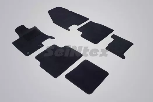 Ворсовые LUX коврики в салон Seintex для Nissan Qashqai+2 2008-2014 (черные, 82771)