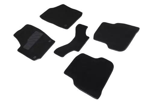 Ворсовые LUX коврики в салон Seintex для Volkswagen Polo Sedan V Glonass 2019-2020 (черные, 91278)