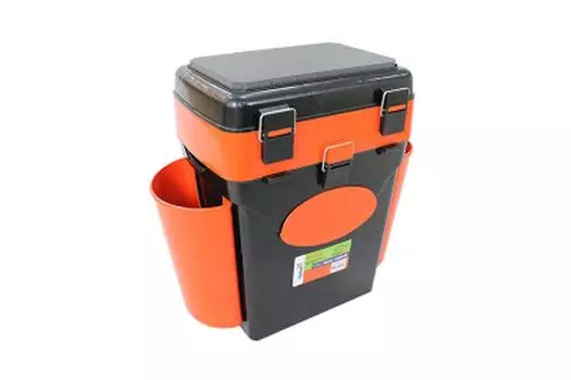 Ящик для зимней рыбалки "FishBox" Helios с навесными карманами, 10 л, оранжевый