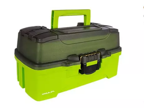 Ящик PLANO 6201 с одно уровн.й системой хранения приманок и двумя боковыми отсеками на крышке, цвет ярко-зеленый
