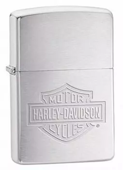 Зажигалка Zippo Harley-Davidson, с покрытием Brushed Chrome, латунь/сталь, серебристая, 36x12x56 мм (+ Антисептик-спрей для рук в подарок!)