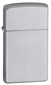 Зажигалка Zippo Slim Satin Chrome, латунь/сталь, серебристая, матовая, 30х10x55 мм (+ Антисептик-спрей для рук в подарок!)