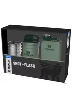 Зеленый набор стопок STANLEY Adventure 0,59L + Фляга 0,23L 10-01883-034 (+ Антисептик-спрей для рук в подарок!)