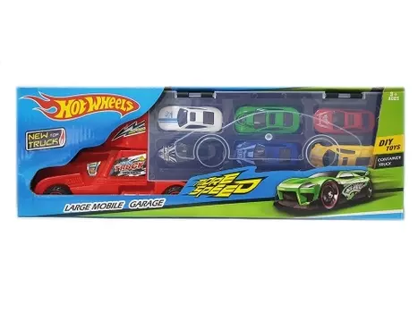 Автовоз красный + 6 машинок (HOT WHEELS)