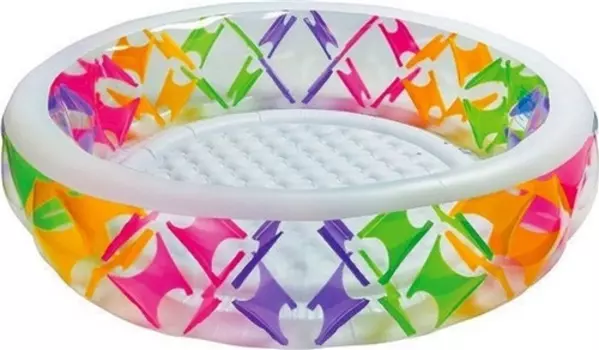 Бассейн надувной круглый, прозрачный, с цветными вставками 229 х 56 см