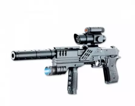 Детский пневматический пистолет с лазерным и оптическим прицелом