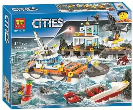 Конструктор Штаб береговой охраны / Сити 844 деталей (City 10755)