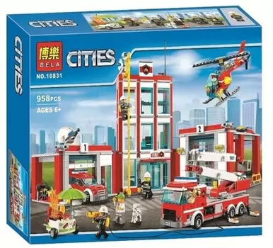 Конструктор Сити 60110 Пожарная часть 958 деталей City 10831