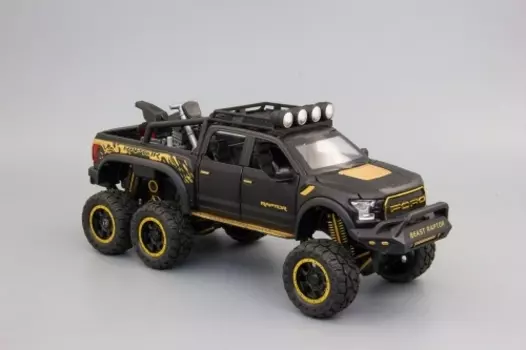 Металлическая Модель автомобиля FORD Raptor (с мотоциклом)220х80 мм, чёрный FRB.b