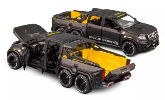 Модель автомобиля Mercedes-Benz X-class Exy 6x6 210х75 мм, чёрный матовый