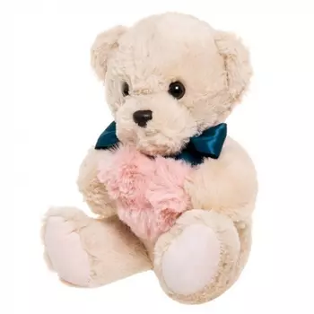 Мягкая игрушка Мишка с сердечком Бежевый 35см