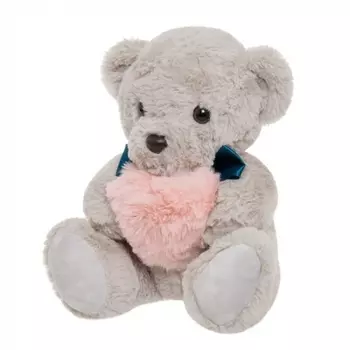 Мягкая игрушка Мишка с сердечком Серый 35см