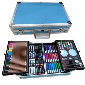 Набор художника 145 предметов в чемоданчике голубой