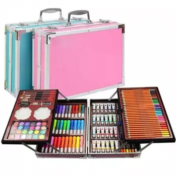 Набор художника 145 предметов в чемоданчике розовый