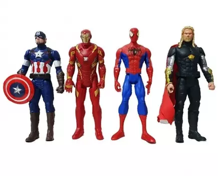 Набор игрушек Мстители 25 см Человек-Паук, Тор, Капитан Америка, Железный человек