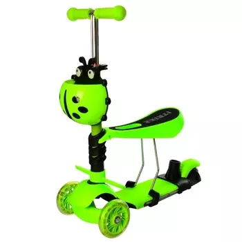 Самокат-беговел Божья коровка 2в1 зеленый