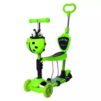 Самокат-беговел Божья коровка 3в1 зеленый