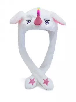 Смешная шапка с поднимающимися ушами Единорог белый
