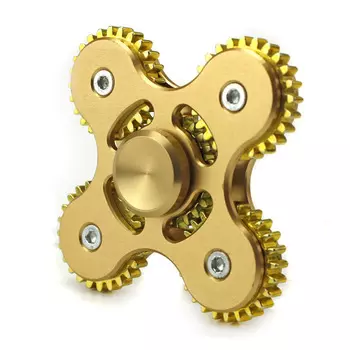 Спиннер металлический "Зубчатая передача" 4 лопасти Золотой