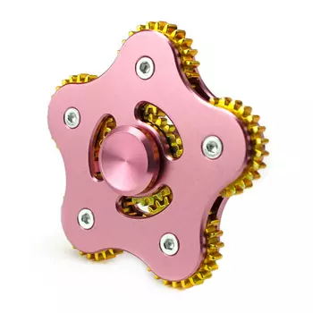 Спиннер металлический "Зубчатая передача" 5 лопастей Розовый