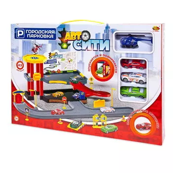 2-х уровневая парковка - АвтоСити, из серии - Железные дороги, треки, парковки, 43 детали