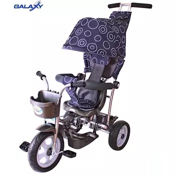 3-х колесный велосипед Galaxy Лучик Л001 с капюшоном, дизайн - круги на сером