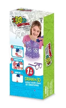 3D ручка Вертикаль с трафаретом Шкатулка, цвет пурпурный