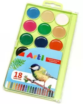 Акварель медовая п/сухая - Craft and joy, 18 цветов, без кисти