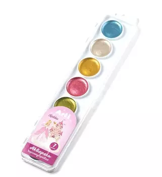 Акварель медовая п/сухая - Хобби, перламутр, 7 цветов, без кисти