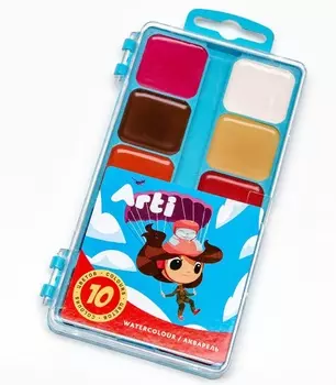 Акварель медовая п/сухая - Travel kids, 10 цветов, без кисти