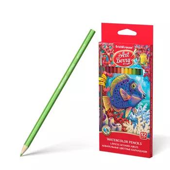 Акварельные карандаши шестигранные ArtBerry 12 цветов с кисточкой
