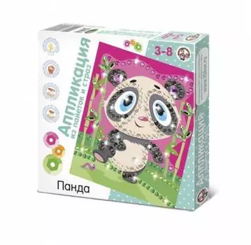 Аппликация из пайеток и страз - Панда