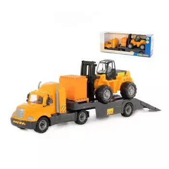 Автомобиль-трейлер Майк, автокар и конструктор Супер-Микс, 30 элементов на поддоне, в коробке