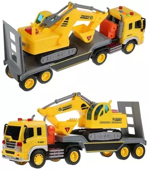 Автотягач 37 см с экскаватором, свет и звук, инерционный, пластик