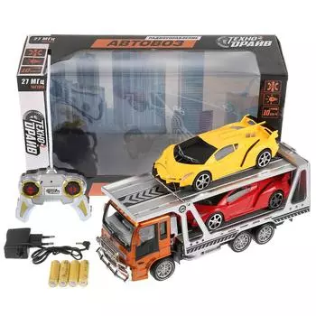 Автовоз с 2 инерционными машинками на р/у, свет