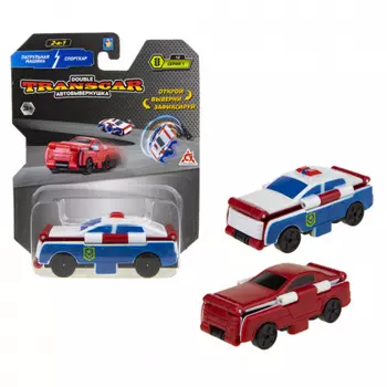 Автовывернушка Transcar 2 в 1: Патрульная машина – Спорткар, 8 см