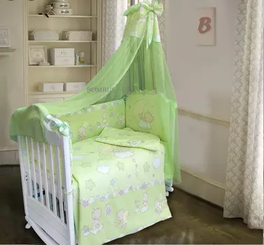 Бампер в кроватку - Павлуша, зеленый