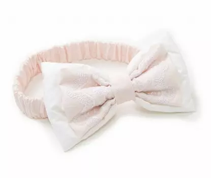 Бант на выписку, цвет – розовый с белым