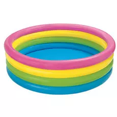 Бассейн надувной круглый с 4 кольцами, дизайн Радуга