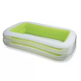 Бассейн надувной прямоугольный, прозрачно-зеленый с 2 кольцами