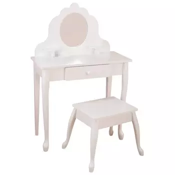 Белый туалетный столик из дерева для девочки – Модница White Medium Vanity &amp; Stool