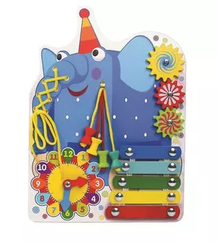 Бизиборд Слон Ду-ду с часами, деревянный