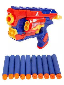 Бластер стреляющий мягкими снарядами, 10 шт. в комплекте