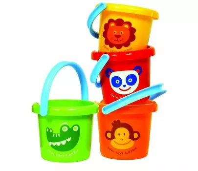 Большое ведерко пляжное – Мордашки, 4 цвета