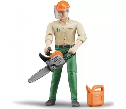 Bruder. Фигурка лесозаготовщика с аксессуарами