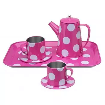 Чайный набор розовый в горошек