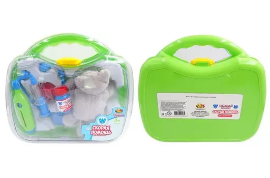 Чемоданчик с плюшевой кошкой - Маленький доктор - Скорая помощь для животных